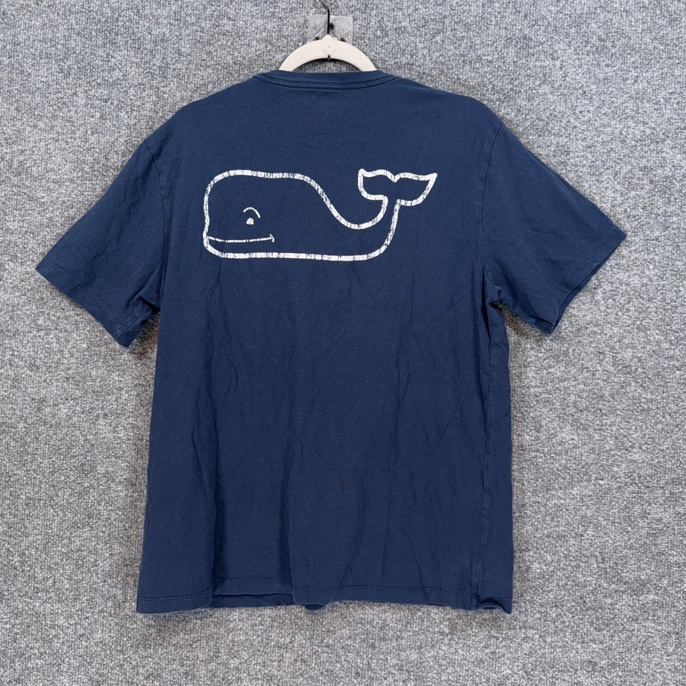 Vineyard Vines Tshirt Mens Medium Blue Whale Logo Pocket Short Sleeve Cotton